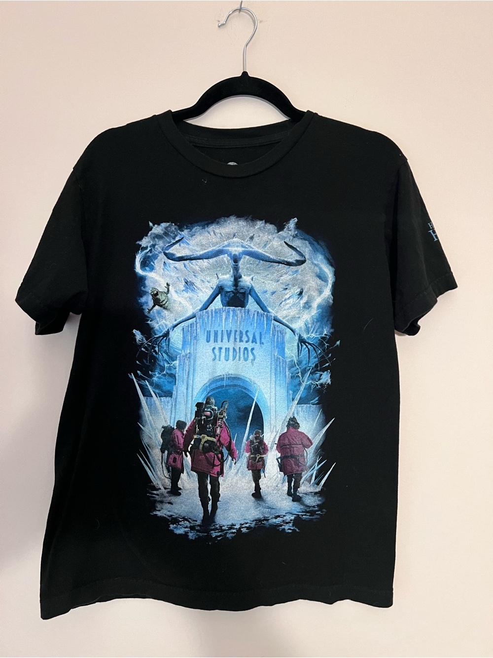 Universal Black Tee with White Halloween Horror Nights Skull Print